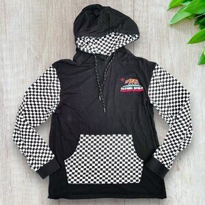 Eighty Eight California Republic Black White Checkerboard Embroidered Hoodie S
